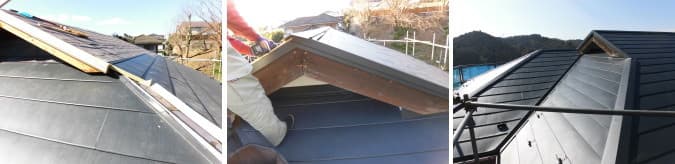 入母屋部分の屋根カバー工法、鎌倉市
